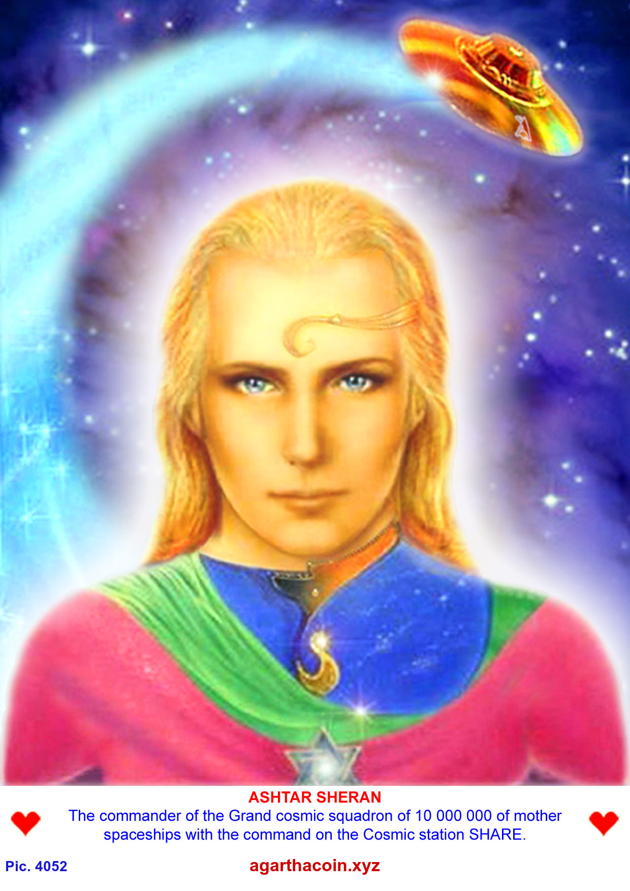 Painting of Ashtar Sheran with a saucer